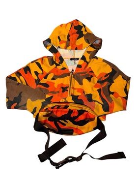 Fashion Nova Camouflage Satchel - Orange, Yellow, Black with matching Crop Top